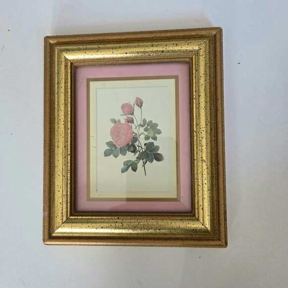 Vintage floral picture in golden frame with glass. Made in Canada. - Picture 1 of 3